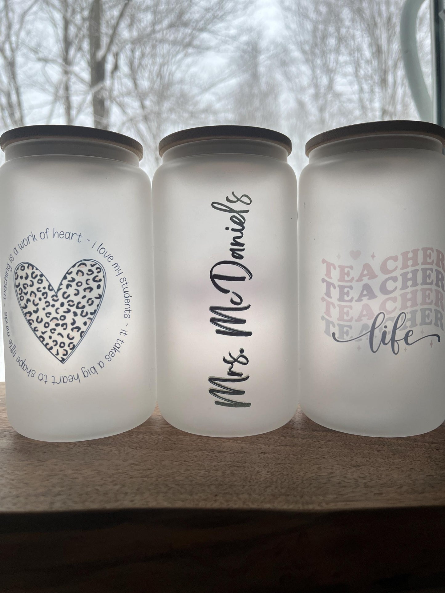16oz Glass Can Cup With lid and Straw | Teacher Cup | Teacher Gift | Libby Cup | Beer Can Glass | Education Assistant Gift | Daycare Gift