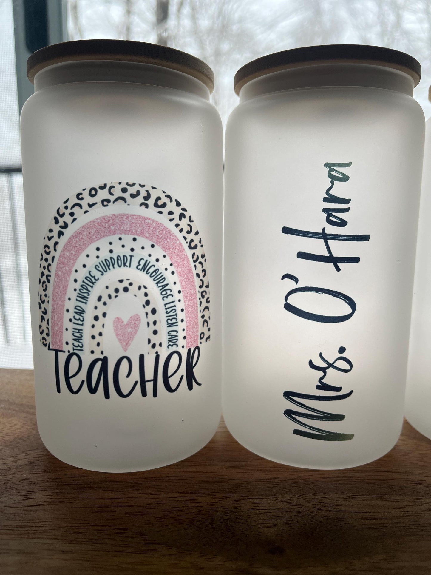 16oz Glass Can Cup With lid and Straw | Teacher Cup | Teacher Gift | Libby Cup | Beer Can Glass | Education Assistant Gift | Daycare Gift